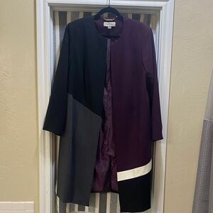 Calvin Klein Black and Purple Colorblock Suit Jacket